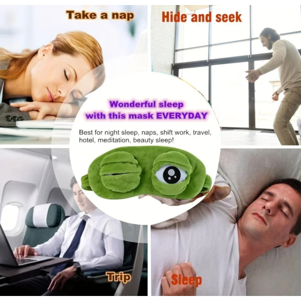 Cute Green Frog Funny Eye Masks For Adults Kids Funny Blindfold With Eyes Open