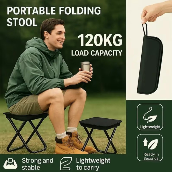Lightweight Folding Camping Stool &ndash; Aluminum Alloy Portable Outdoor Seat