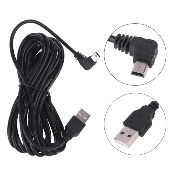 3.5m Mini-A USB Cable - 3.5metres for gaming, dash cams, controllers, cameras - Right Elbow