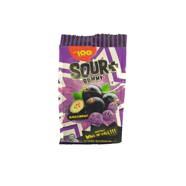 LOT 100 SOUR+ GUMMY B/CURRANT 95G