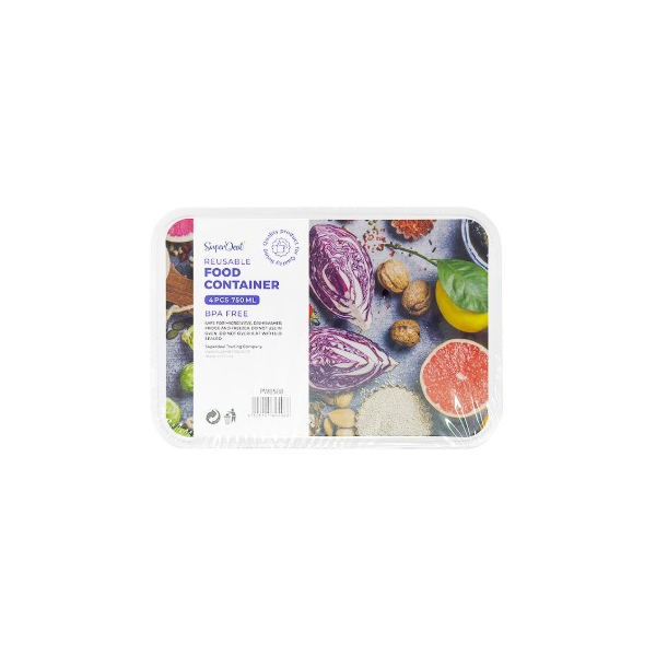 4pc 750ml microwavable container