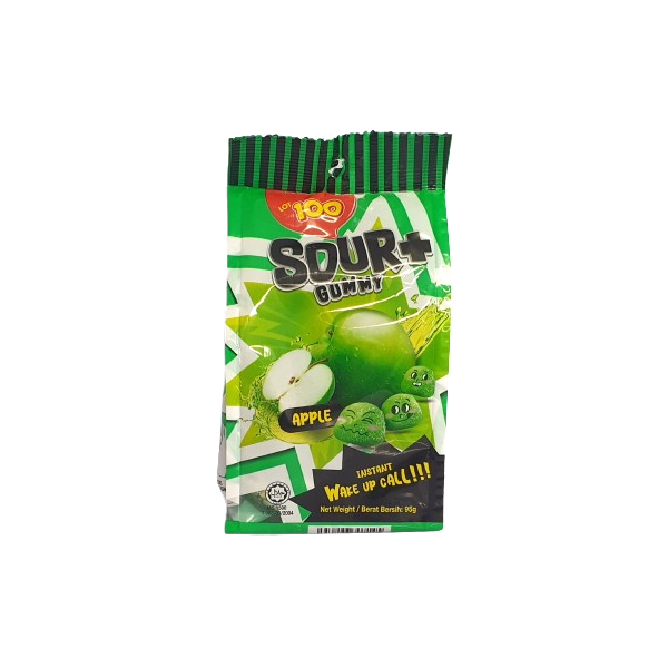 LOT 100 SOUR+ GUMMY APPLE 95G