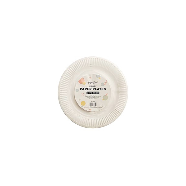 24pc Plastic Coated Party Paper Plate 9"