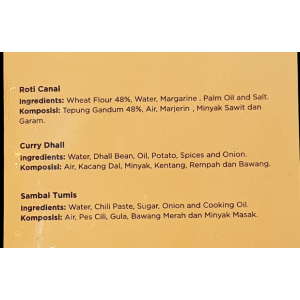 Lazat Roti Canai - Sambal & Curry Dhall 4's @ 100g