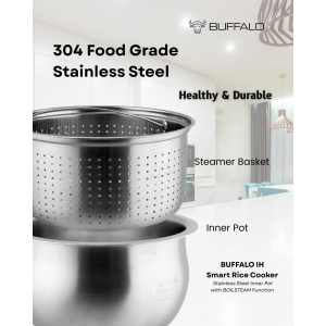 Buffalo NEW IH Stainless Steel Inner Pot Smart Rice Cooker with Boilsteam Function (10 cups)