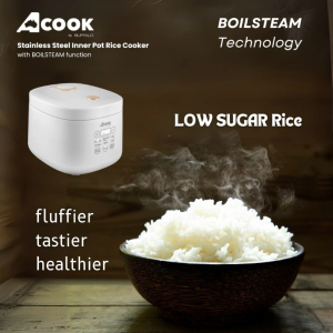 ACook by Buffalo BOILSTEAM Stainless Steel Inner Pot Mini Rice Cooker 2L (4-5 Cups)