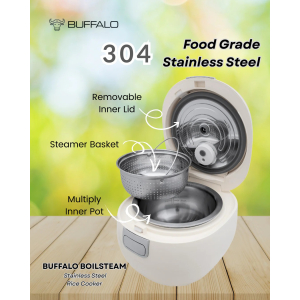 Buffalo BOILSTEAM Stainless Steel 3L Rice Cooker (5 cups)