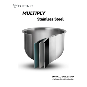 Buffalo BOILSTEAM Stainless Steel 3L Rice Cooker (5 cups)