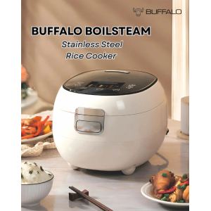 Buffalo BOILSTEAM Stainless Steel 3L Rice Cooker (5 cu...