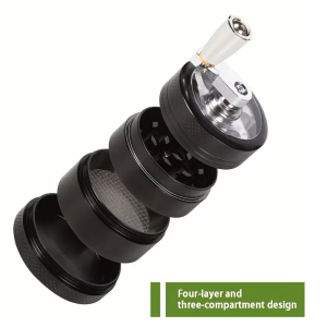 Zinc Alloy Four-Layer Metal Herb Grinder with Handle 40mm