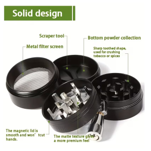 Zinc Alloy Four-Layer Metal Herb Grinder with Handle 40mm