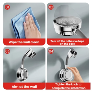 Bathroom Suction Cup Shower Holder, No Drilling, Complete Additions for Fixing Shower Heads And Handheld Shower Bases