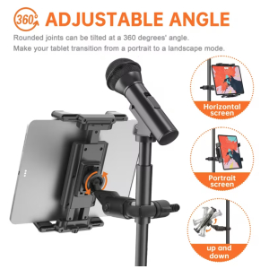 Universal Tablet & Phone Holder &ndash; Clamp Mount for Mic Stands, Poles & Tripods