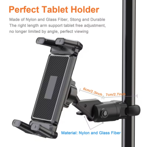 Universal Tablet & Phone Holder &ndash; Clamp Mount for Mic Stands, Poles & Tripods