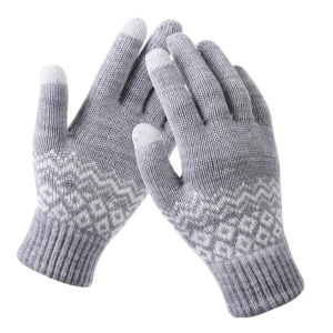 Touch Screen Patterned Knitted Gloves for men and wome...