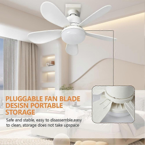 52cm Silent Ceiling Fan with 3 Light Modes, 5 Blades, Plus Remote E27/E14/B22