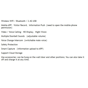 X9 WiFi Wireless Smart Video Door Bell 2.4G Motion Sensor