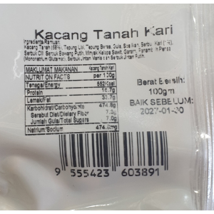 Curry Flavoured Peanuts (Kacang Tanah Kari) 100gm