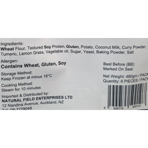 1st Choice Wholemeal Curry Buns 480g