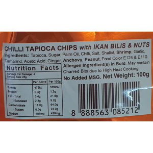 Sambal Chilli Tapioca Chip 100g